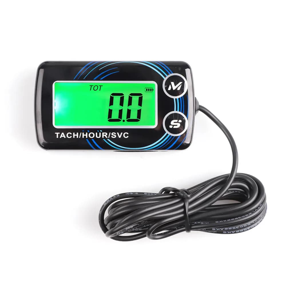 Induktiver Drehzahlmesser, Betriebsstundenzähler, 2-in-1-Messgerät, Alarmdrehzahl, Motorstundenzähler, hintergrundbeleuchteter, rücksetzbarer
