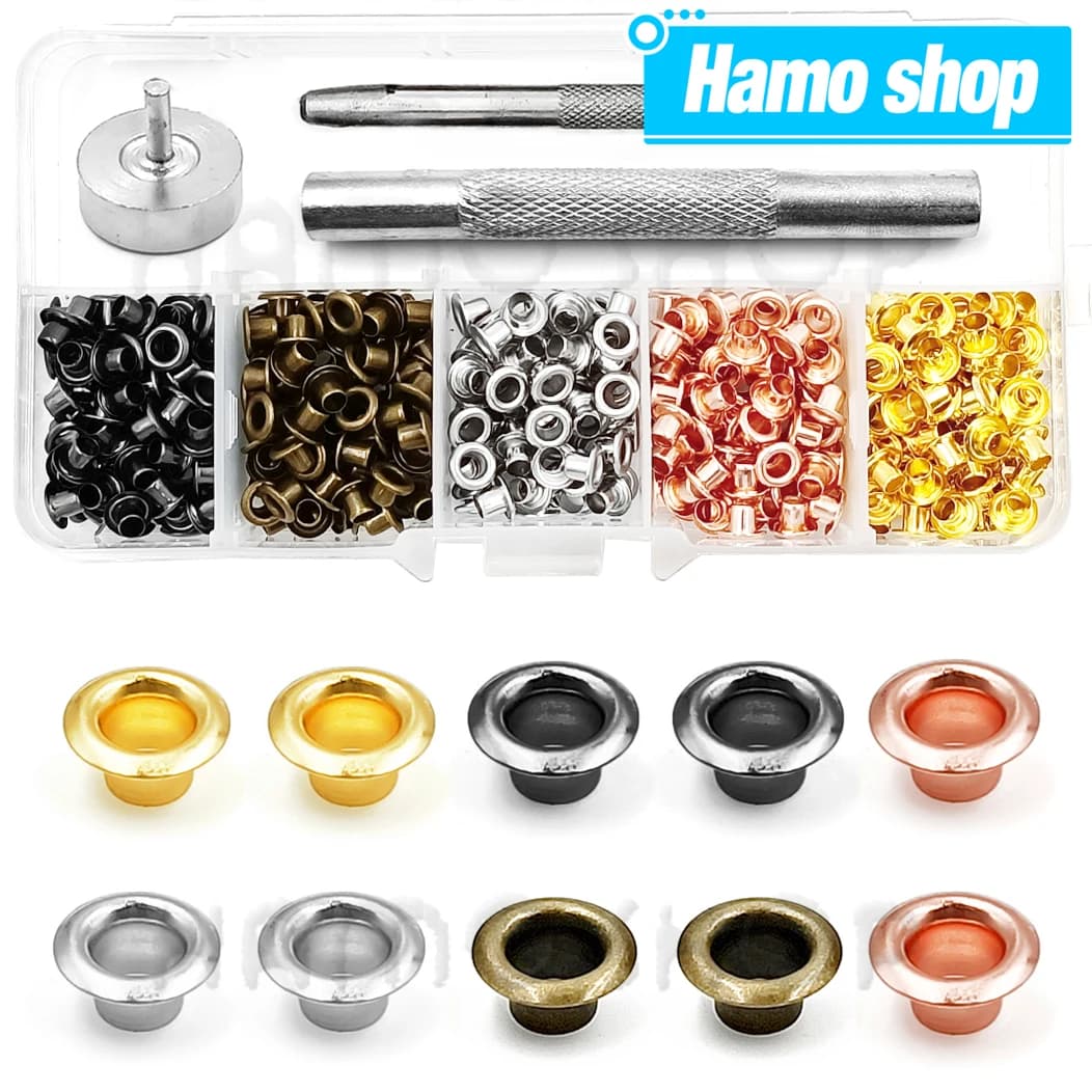 200 stücke Metall Öse Gromment Kit Öse Punch Installieren Werkzeug Set Mit Lagerung Box Für LeatherCraft Schuhe Gürtel Kappe Tasche Tags kleidung