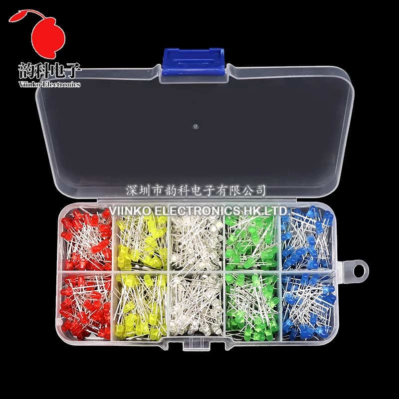 3MM 5MM Leuchtdioden Elektronik-Kit-Box F3 F5 LED-Dioden-Sortiment-Kit Weiß Grün Rot Blau Gelb Orange