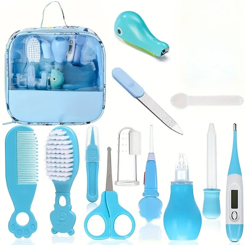 12-teiliges Baby-Pflege- und Gesundheitsset, Sicherheits-Pflegeset für Neugeborene, Kinderzimmer-Gesundheitspflegeset mit Haarkamm, Nagelknipser,
