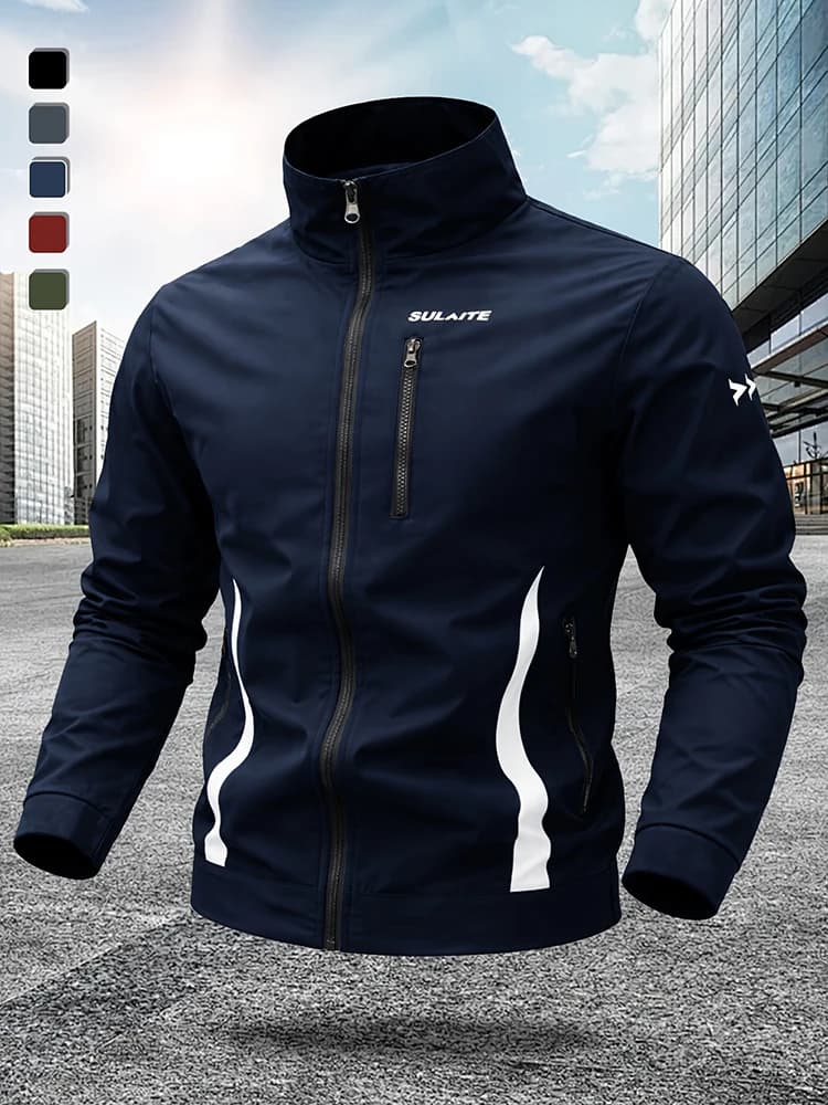 EU-Größe Herrenjacke Motorrad-Fliegerjacke Lässiger Stehkragen Frühling Herbst Leichte Windjacke Bomberjacke Kleidung
