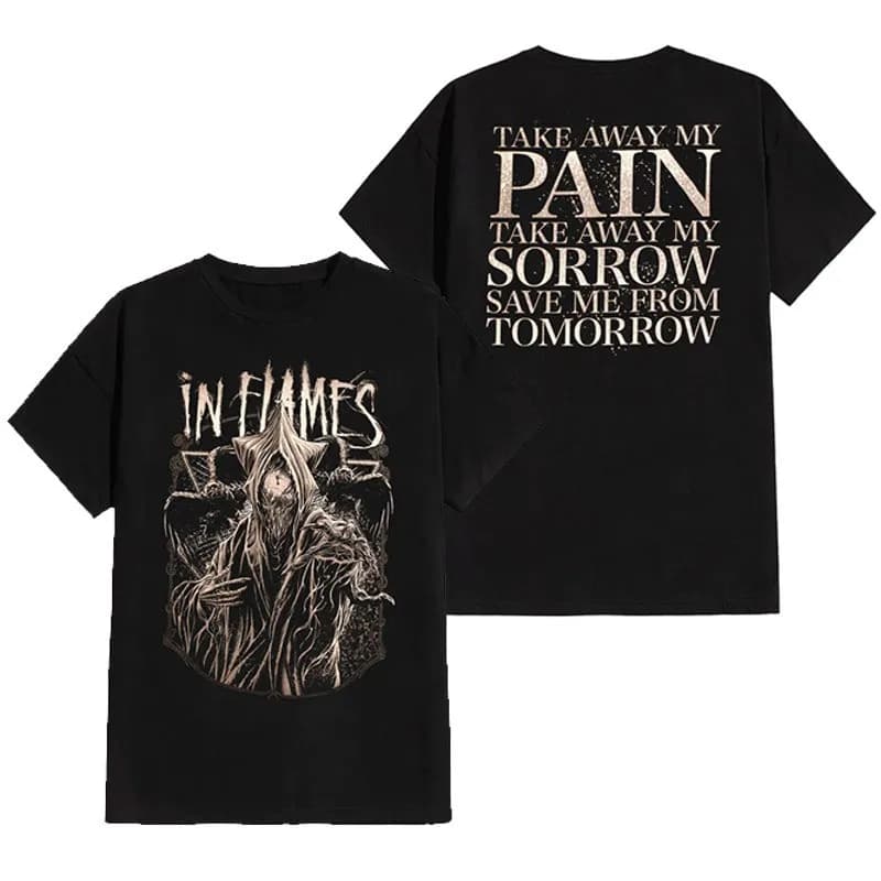 In Flames - Lockeres Retro Herren-T-Shirt aus Reiner Baumwolle mit Kurzen Ärmeln für den Sommer im Schwedischen Melodischen Metal-Rock-Stil