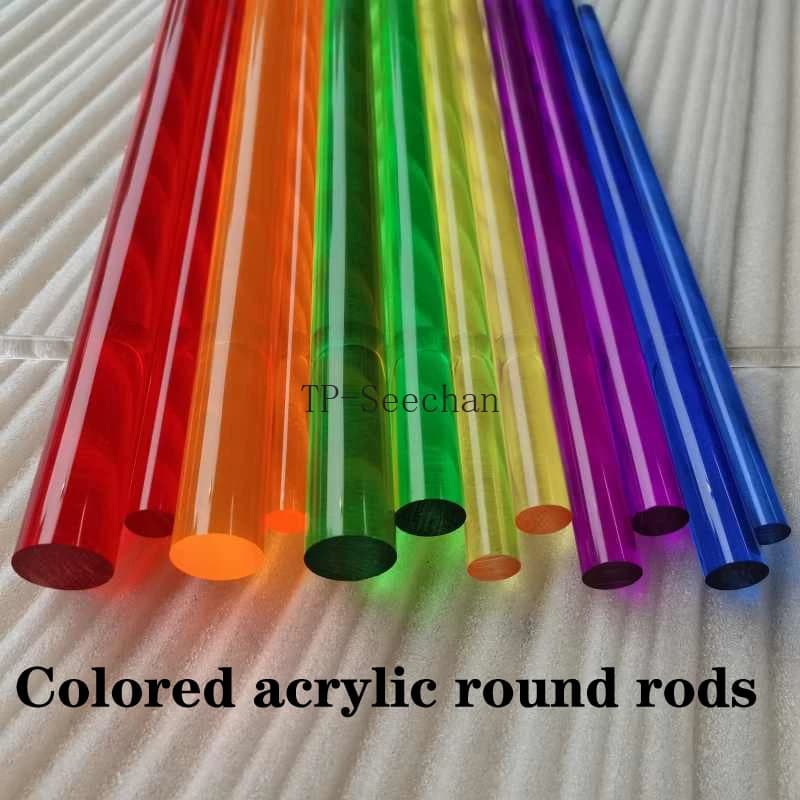 Bunter durchscheinender Acrylstab, Kunststoff-Rundstab, Durchmesser 3–50 mm, PMMA-Vollzylinder, Pexiglasstab, organische Glasstab
