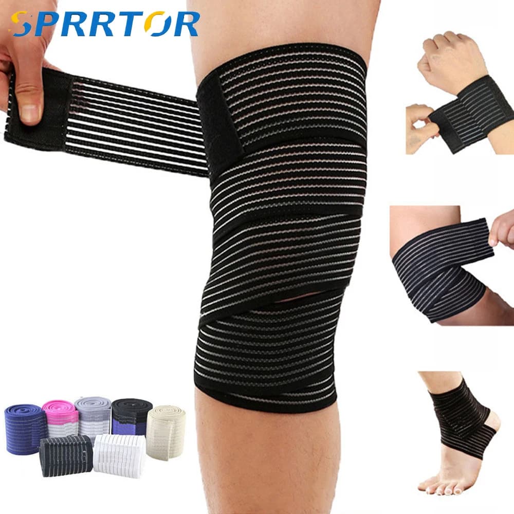 1Pcs 40-200cm Kompression Verband Schutz Knie Unterstützung Klammer Sport Elastische Ellenbogen Riemen Bein Bands Elast bandag Workout Wrap
