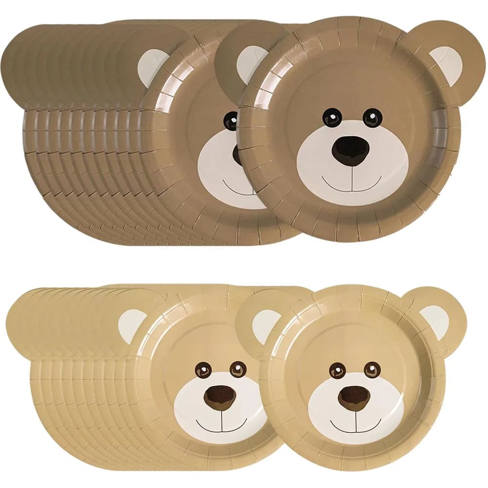 10/50 stücke Braun Bär Geformt Einweg Platten 7'' und 9'' Nette Bär Thema Party Geschirr Kinder Geburtstag Baby Dusche decor Liefert