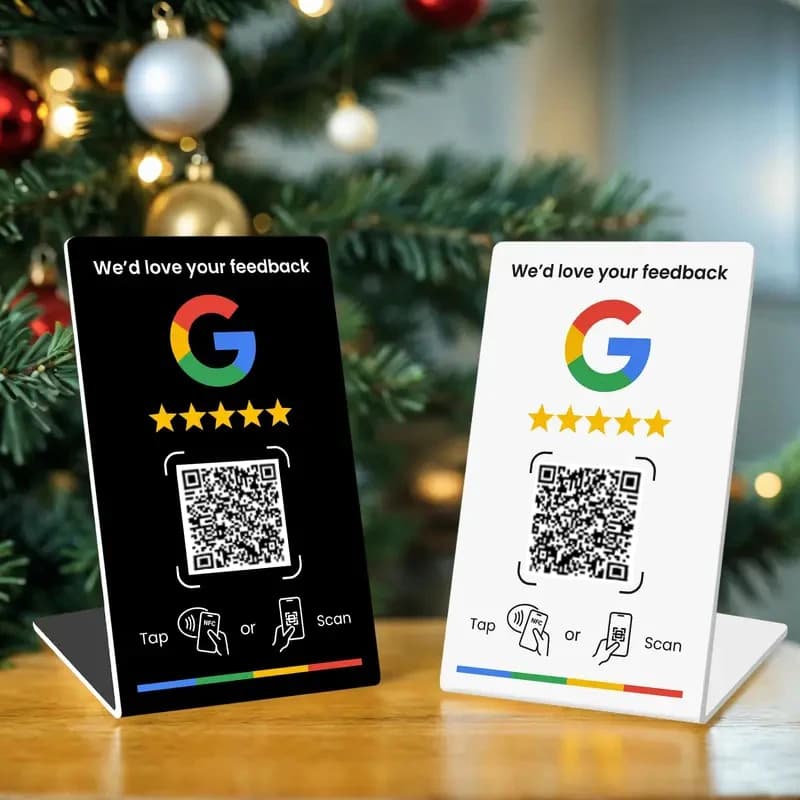 NFC 215, programmierbarer QR-Code, Google Review Card, NFC-Stationstabelle, NFC, Google Reviews, Anzeige, Biegekarte, stehende Markenhalterung