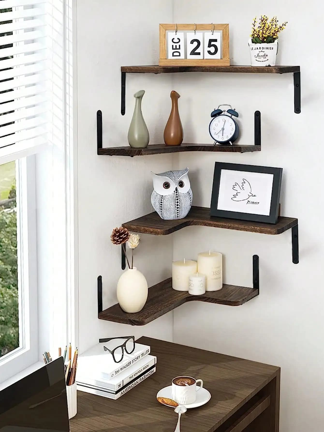 Schwimmende Wandre gal montiert Eck regal Holz Ecke Display Regal rustikale Holz Wandre gale Boho Zimmer Home Decoration Leiste