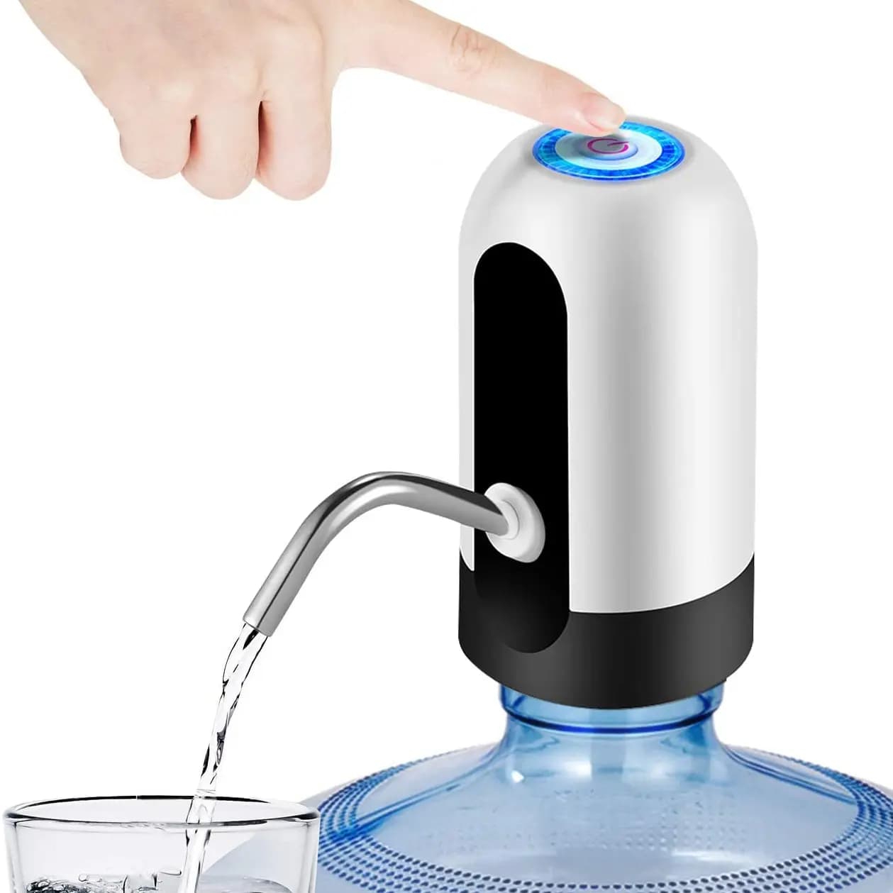 1pcwhite/schwarze Wasser flaschen pumpe USB-Lade-Auto-Schalter Trink spender mit einem Klick