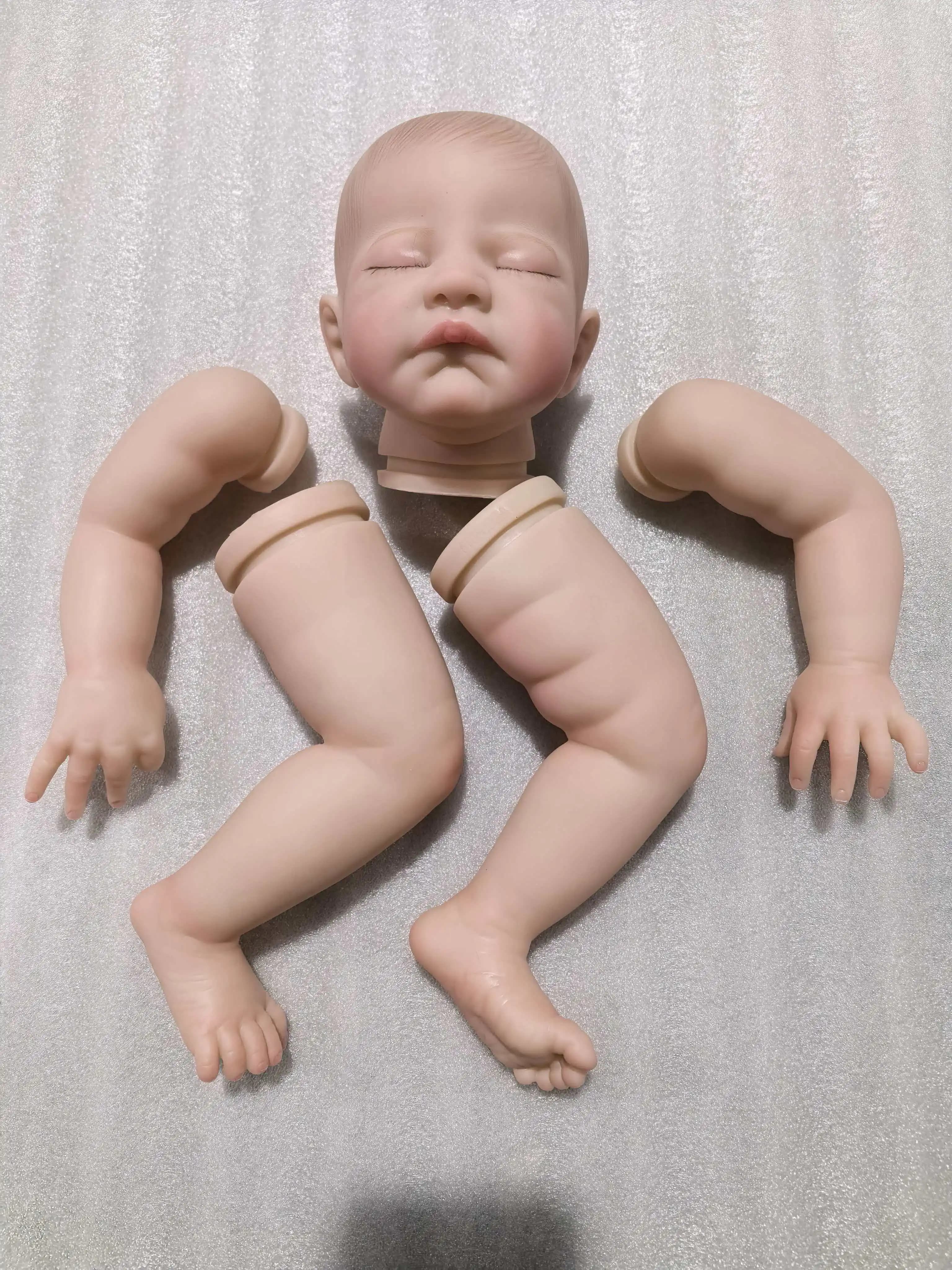 NPK 20 Zoll bereits bemalte Reborn-Puppenteile August Sleeping Baby 3D-Gemälde mit sichtbaren Adern Stoffkörper im Lieferumfang enthalten