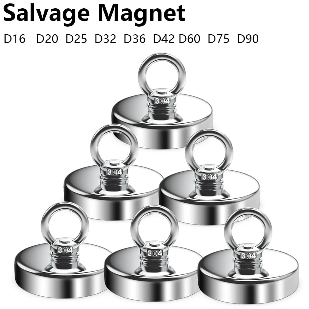 D16/20/25/32/36/60 Starker Neodym-Magnet Bergungsmagnet Tiefseefischen Magnete Halter Ziehen Montagetopf mit Ringschraube