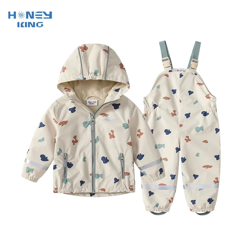 HONEYKING Kinderkleidungssets Regenmantel Anzug Baby Wasserdichte Overalls Hosen Mädchen Overall für Kinder Jacke und Hose Set