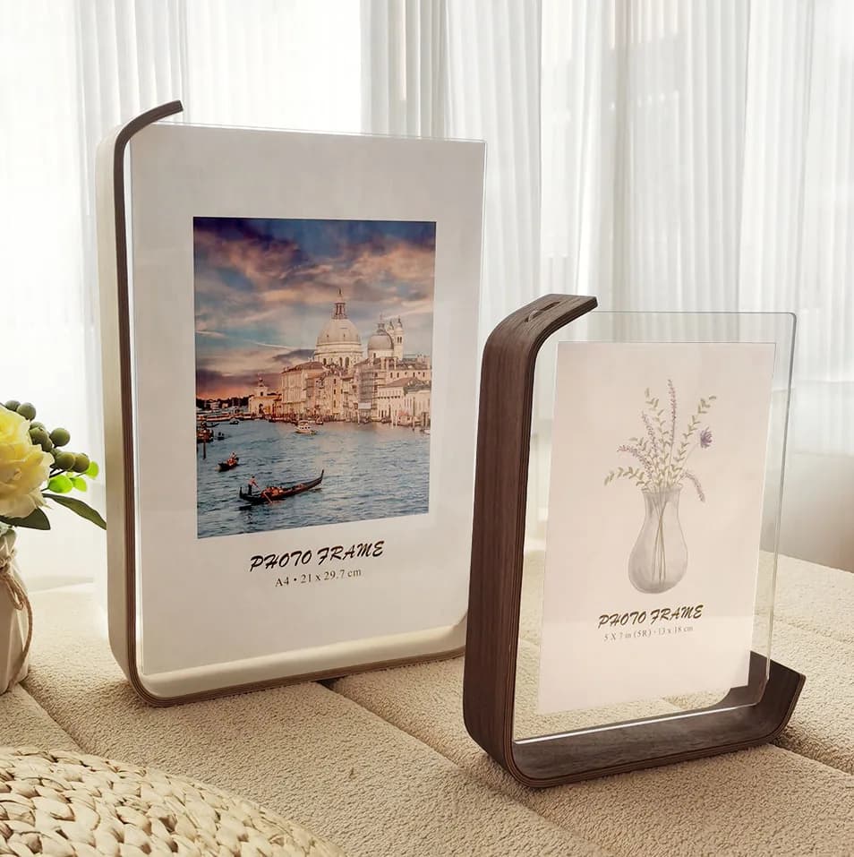 Acryl Holz Fotorahmen A4 10X15cm 15X20cm Rahmen Kalender doppelseitiger Rahmen Fotorahmen für Hochzeit Party Bilderrahmen