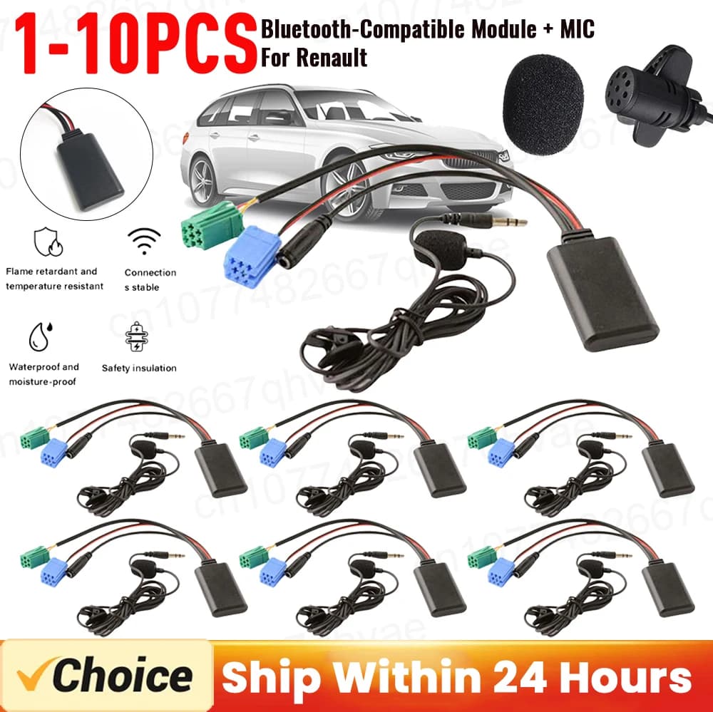 1-10 Stück Auto Bluetooth 5,0 Modul Aux Adapter Mikrofon Freis prec heinrich tung Mini ISO Aux Kabel für Renault Update ist Radio