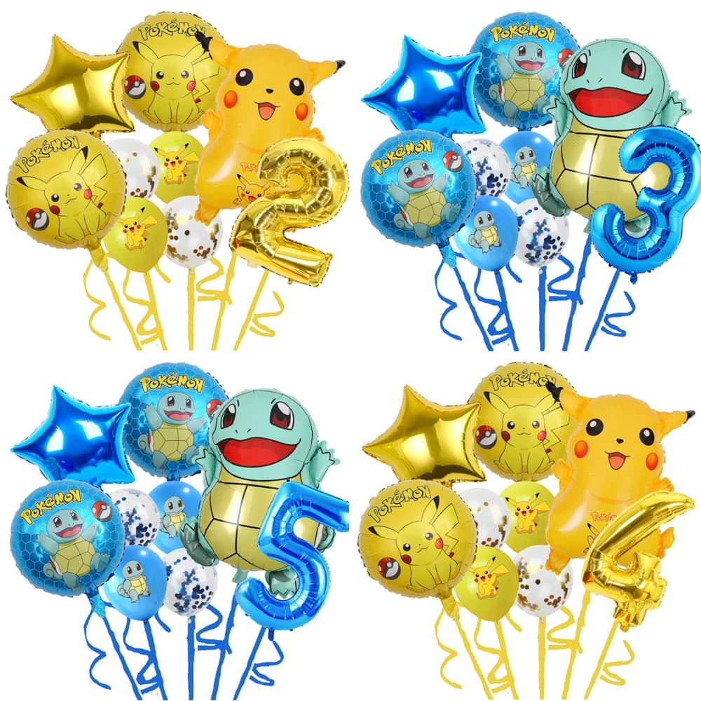 Cartoon Pokemon Geburtstags feier Dekoration Aluminium folie Ballon Set Pikachu Jungen und Mädchen Lieblings geburtstags geschenk