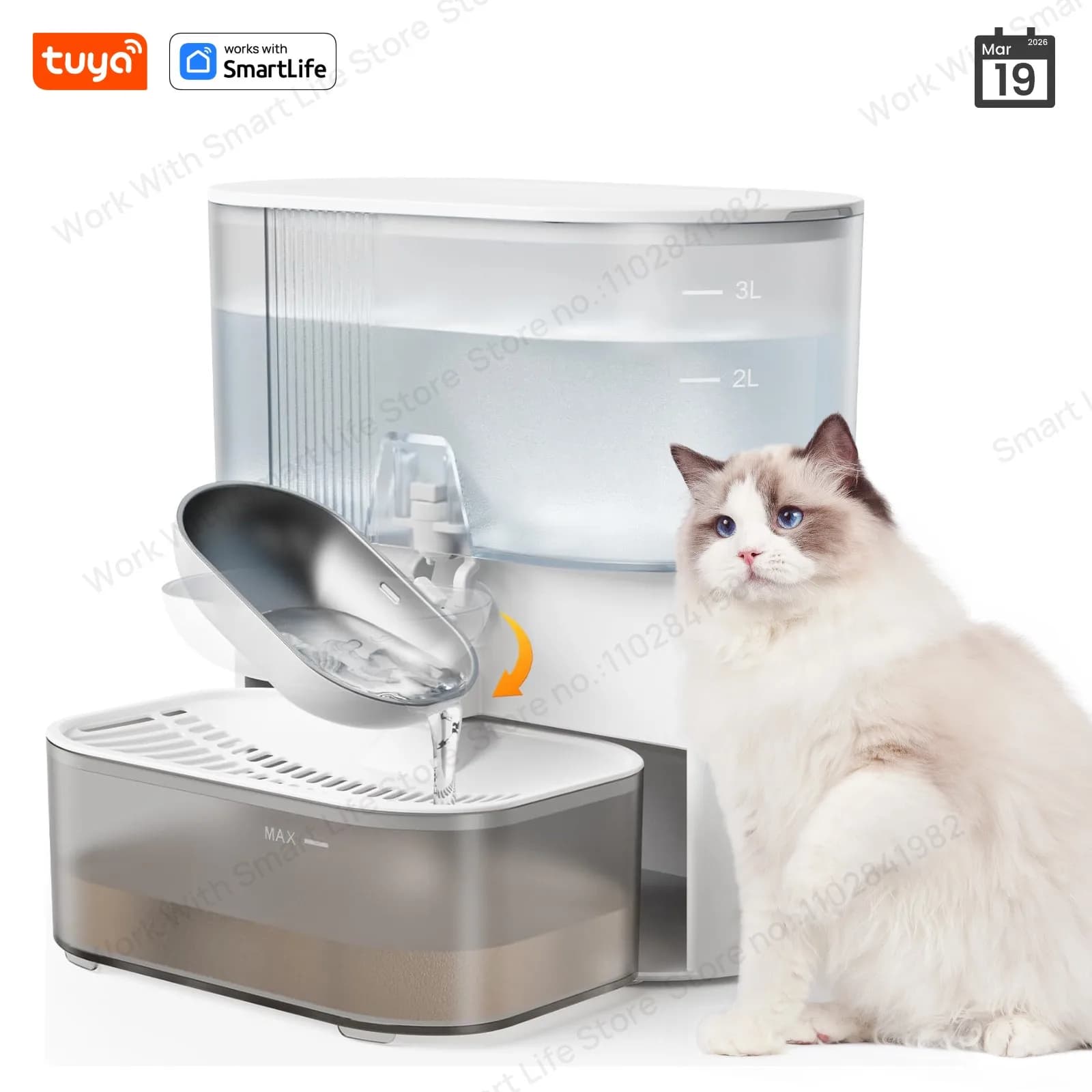 3L Radar-Sensor Haustier-Trinkbrunnen, Ohne Filter, Automatischer Spender ohne App für Katzen & Kleine Hunde, Abwasser-Trennung als Frischwasser