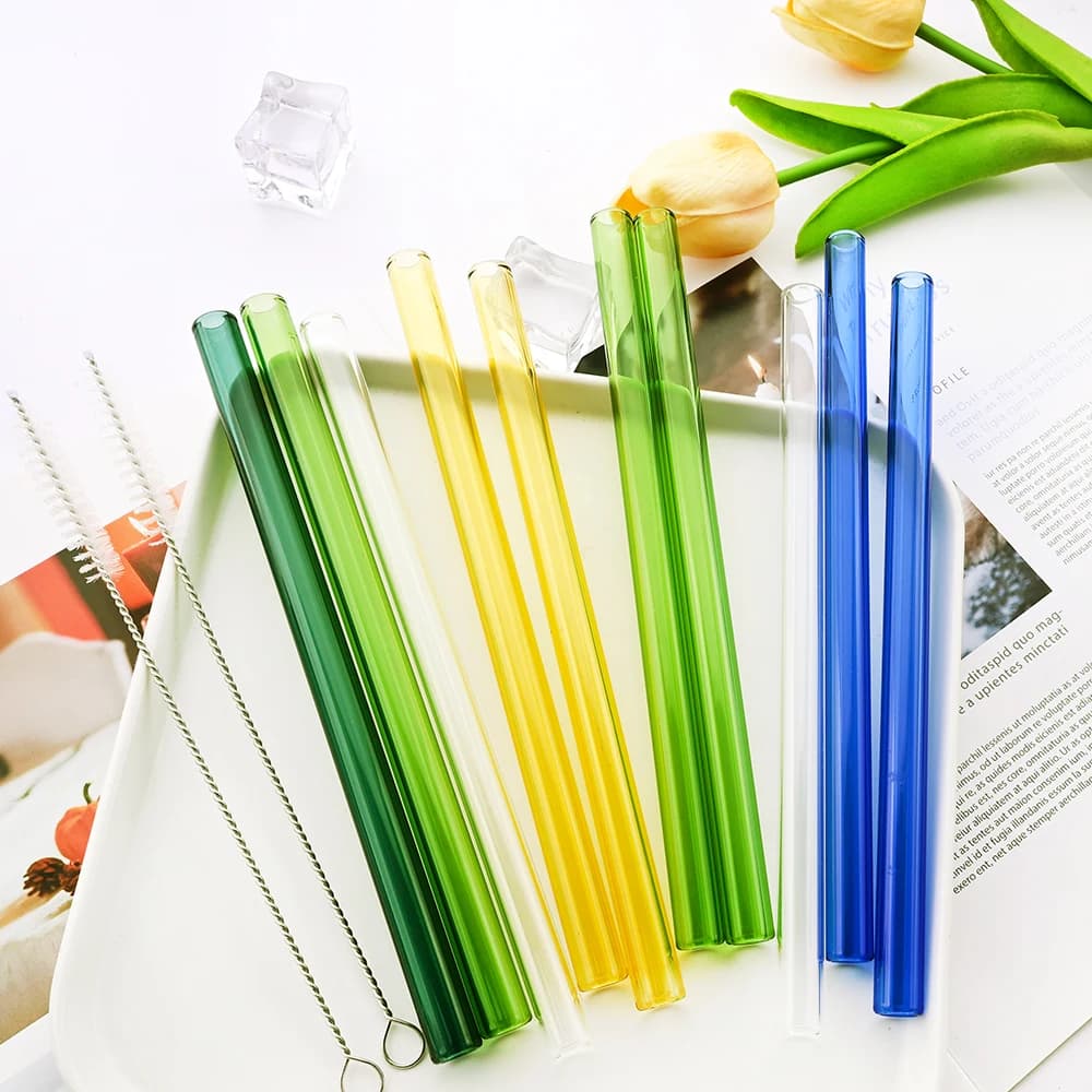 10 Stück wieder verwendbare Trinkhalm Glass troh halme umwelt freundliche High Boro silikat Glas Stroh rohr Party Bar Trink geschirr Bar Zubehör