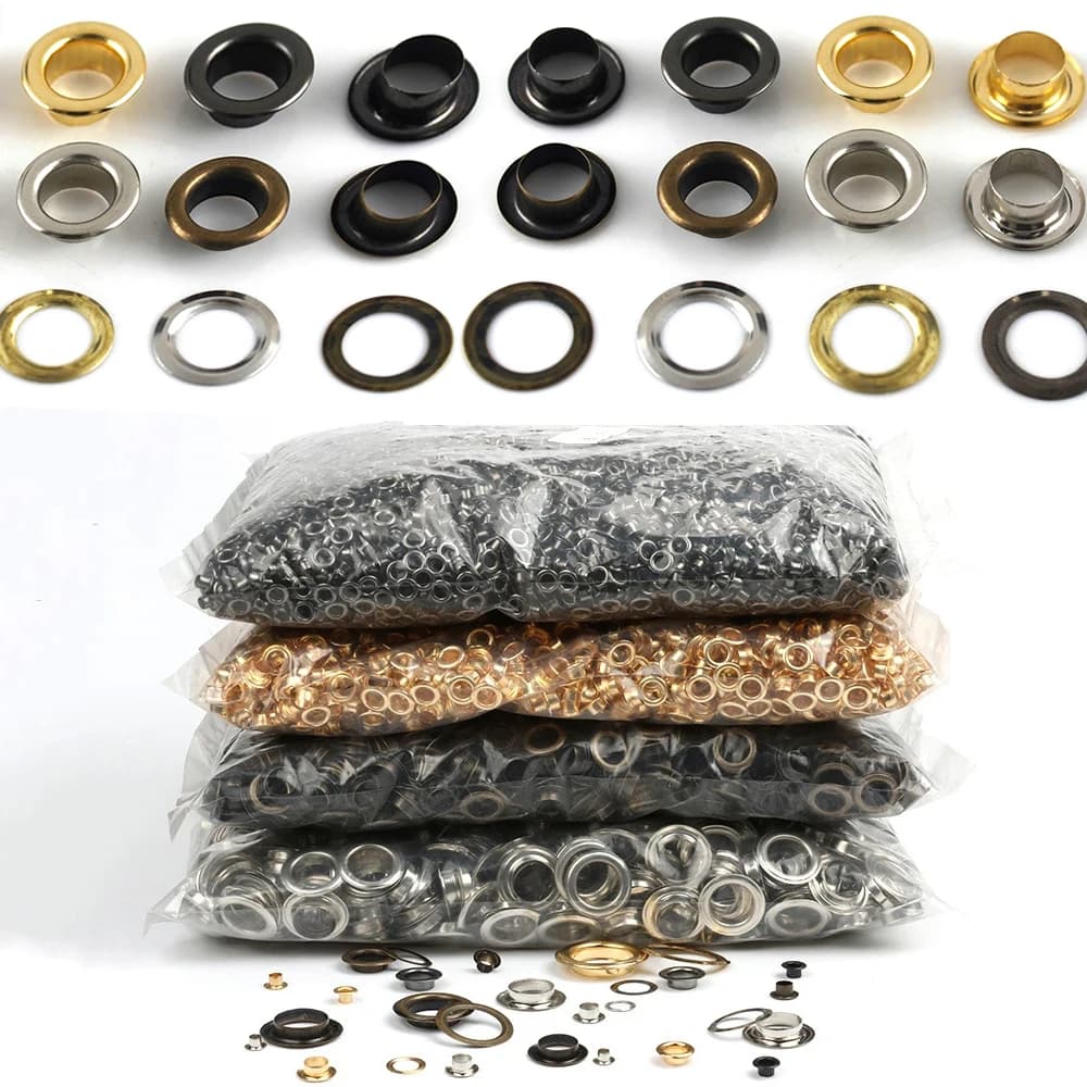 100 Sets 6/8/10/12 mm Messing-Ösen mit Unterlegscheiben, Tülle, Reparatur runde Augenringe für Schuhe, Tasche, Kleidung, Haut, Gürtel, Hut