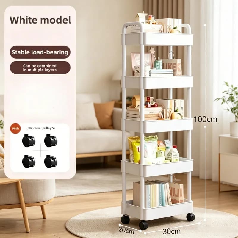 Multifunktionaler Aufbewahrungswagen mit Offenen Regalen, Buch-Display-Organizer für Wohnbereich Küche Schlafzimmer Dekoration