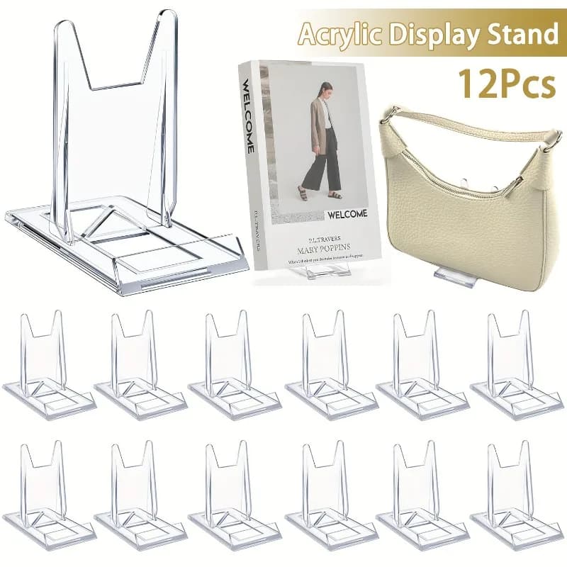 5/12 stücke Klar Acryl Display Ständer Kleine Einstellbare Buch Geldbörse Abzeichen Shell Hochzeit Karte Halter Tisch Display Stand Transparent