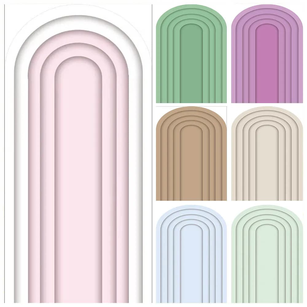 Mehofond Gewölbte Wand Braun Beige Streifen Hintergrund Kinder Geburtstag Party Bunte Dekor Hochzeit Baby Dusche Bogen 2-seitiger Hintergrund