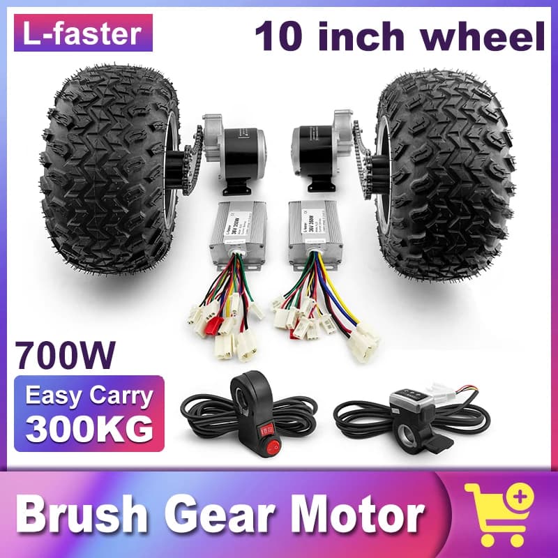 Dualer 24V 350W Getriebemotor, Fat Wheel, Kettenantriebsatz, Sand, Strand, Elektrowagen, Handwagen, 10x6,0-6 Zoll