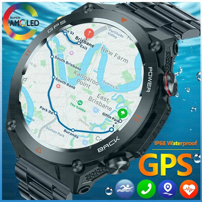 2025 neue Echt GPS Smart Uhr Männer Bluetooth Anruf Kompass 650 mAh Große Batterie IP68 Wasserdichte Sport Smartwatches