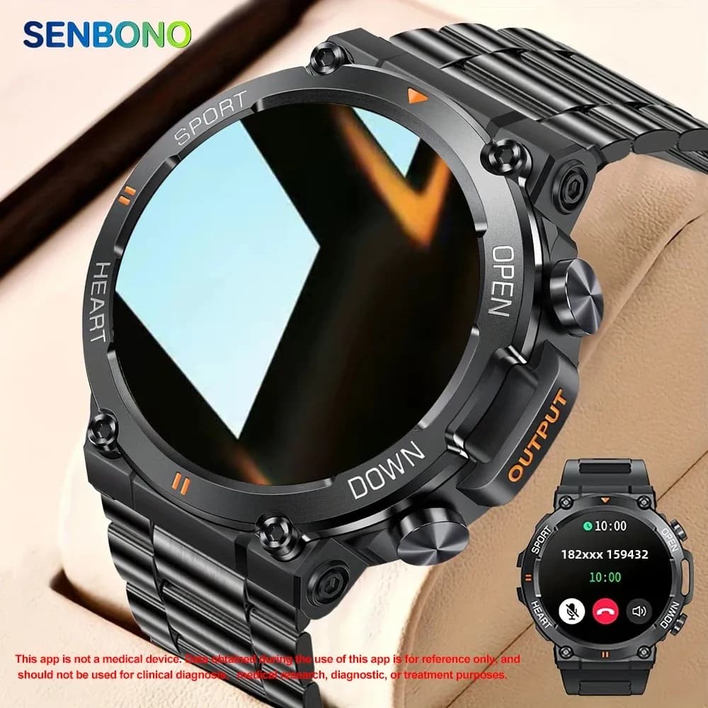 SENBONO Smart Uhr Männer Outdoor Sport Fitness Mann Uhr Bluetooth Anruf Gesundheit Überwachung Wasserdicht Männer Smartwatch Für Android