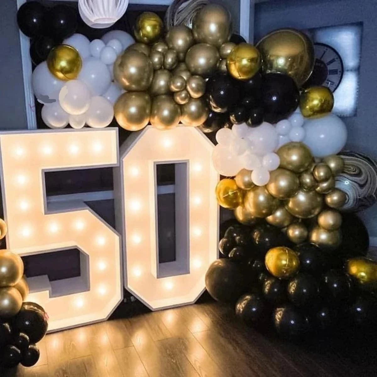 91,5 cm riesige Geburtstagsfigur mit 10 Lichtern, leuchtende Zahlenlampe, 30, 40, 50, Geburtstagsnummernrahmen, Babyparty-Ballon-Füllbox