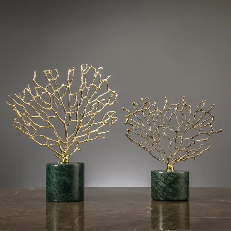 Nachahmung Korallen Ornamente Kristall Metall Baum Glas Vase Hohl Metall Rahmen Harzige Korallen Ozean Dekorative Figuren Wohnkultur