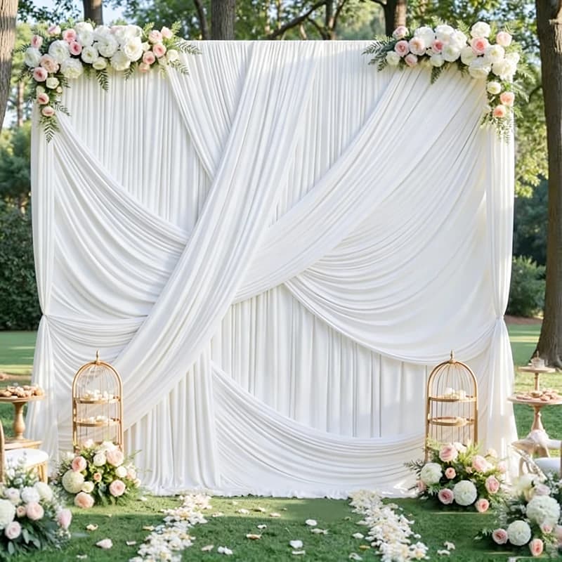 1 Stück Faltenfreier Hintergrundvorhang für Hochzeit, Brautparty, Babyparty, Foto, Bühnenhintergrund, Stoffdekoration für Geburtstagsfeiern
