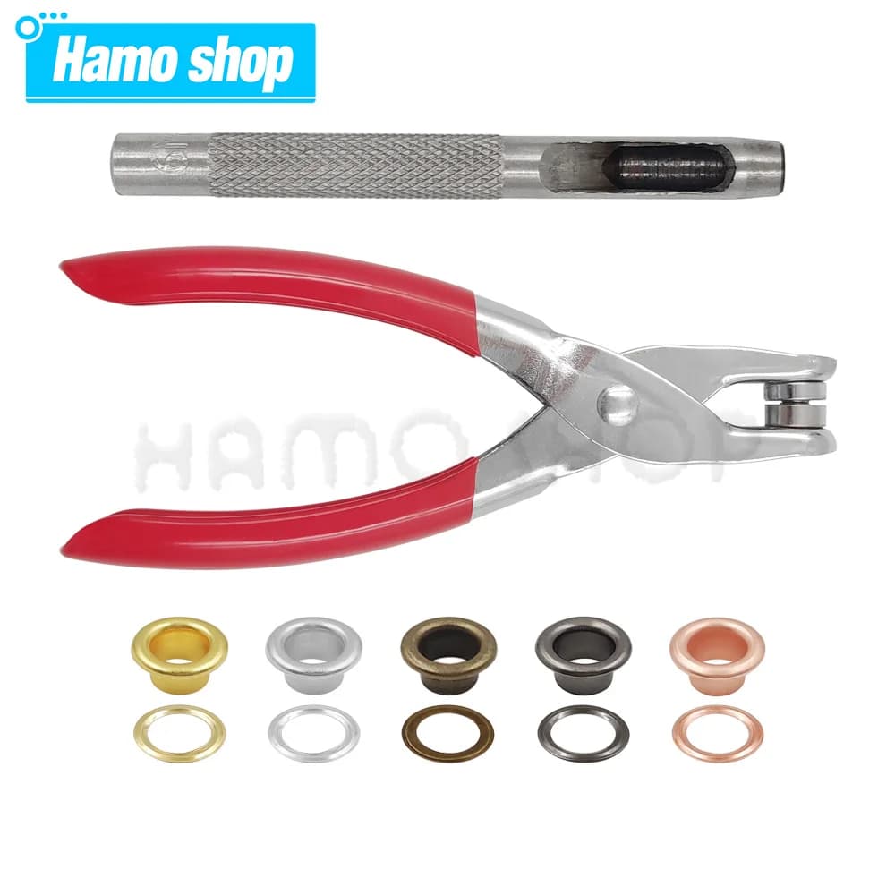 1 Set Ösen-Ösen-Zangen-Set, Ösen-Loch-Zangen-Set mit 100 Sets Metallösen, Ösen-Werkzeug-Set für DIY-Lederhandwerk