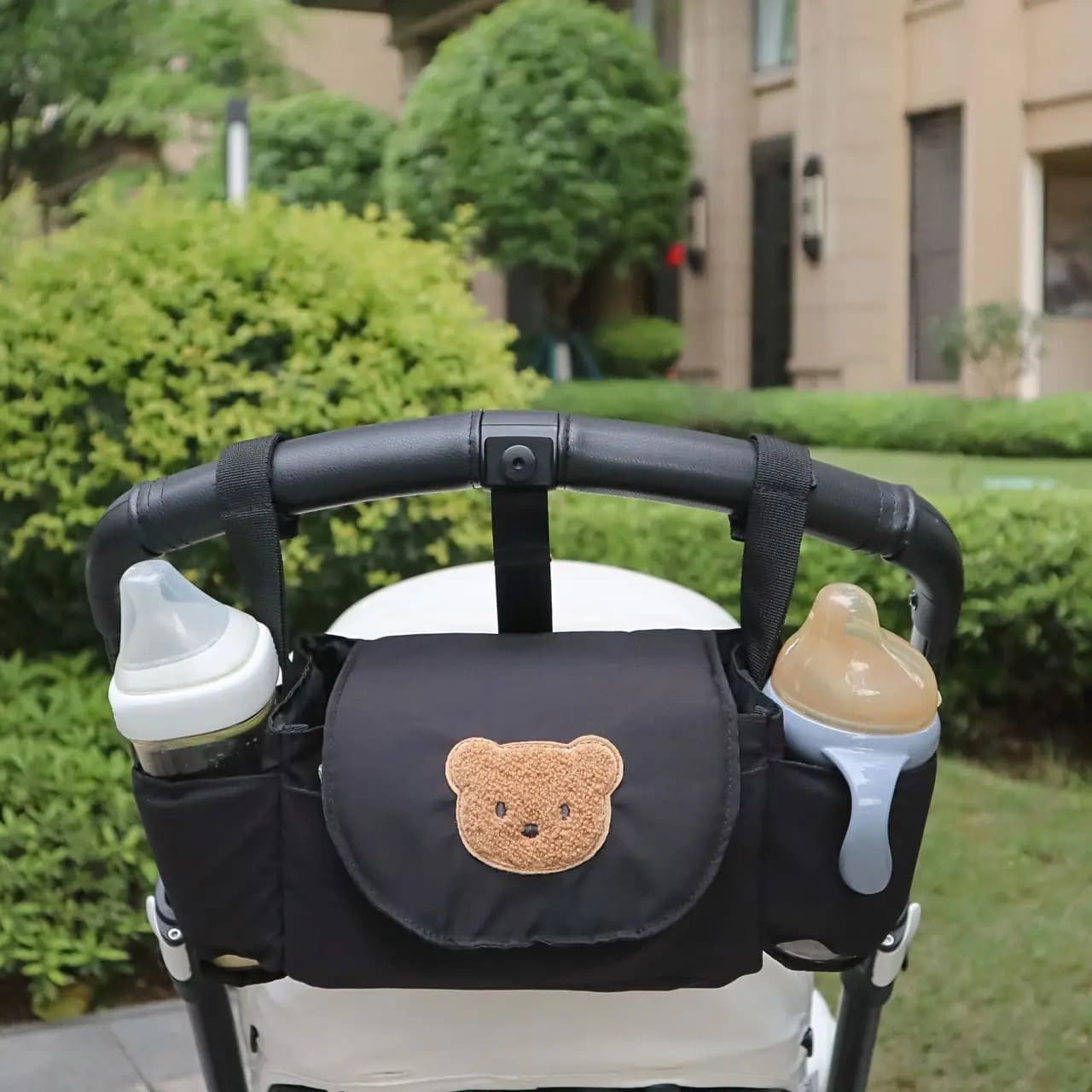 Aufbewahrungstasche für Kinderwagen, Reisetasche mit großem Fassungsvermögen, Flaschenhalter, Baby-Wickeltasche, Kinderwagenzubehör