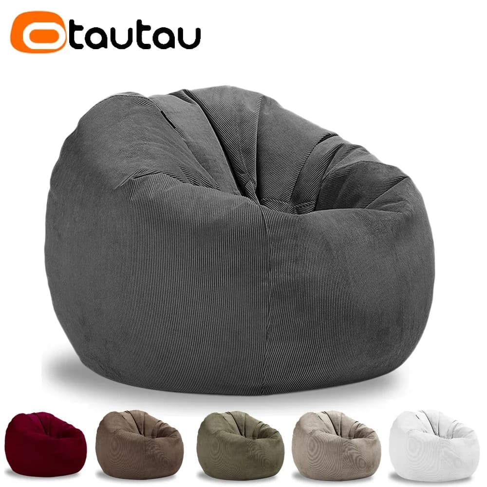 Otautau gefüllte 100cm Cord Sitzsack Sofas mit Füller Hocker Ottomane Sitzsack Puff Liege Lounge Boden Ecksitz Futon dd005