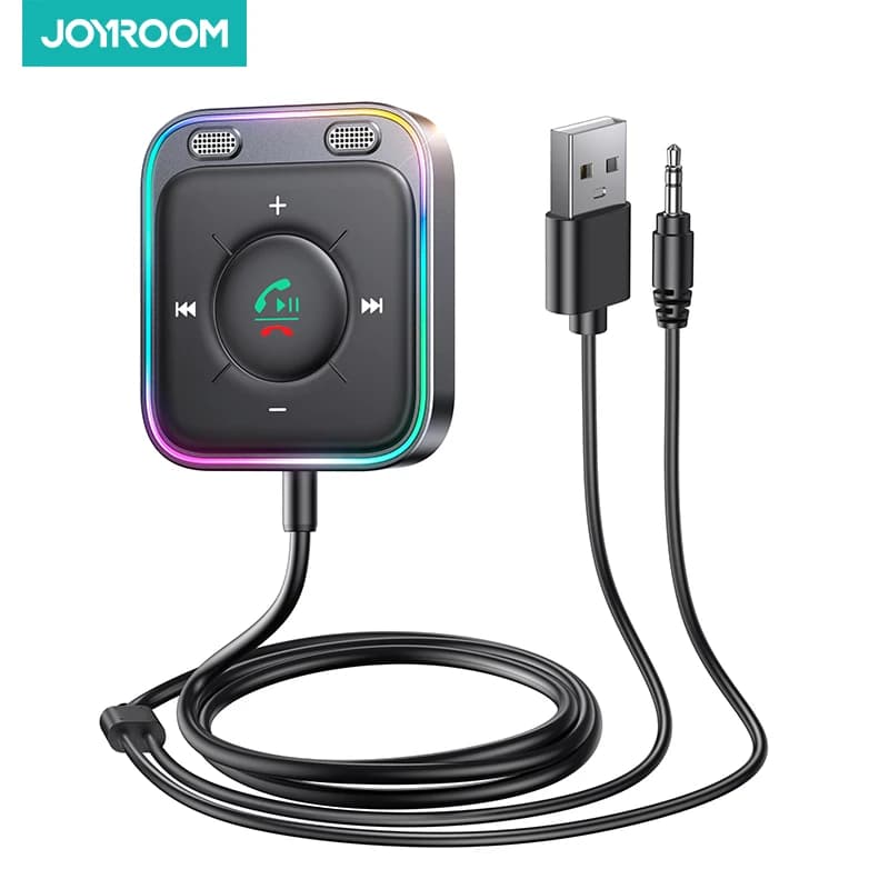 Joyroom Bluetooth 5.4 AUX-Autoadapter, stärkere Dual-Mikrofone und Geräuschunterdrückung, Bluetooth-Empfänger für Automusik/Freisprechanrufe