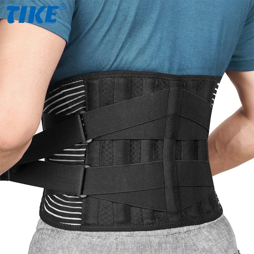 Untere Rückenstütze mit 6 Bleiben, rutschfeste orthopädische Lendenwirbelstütze, atmungsaktiver Taillenstützgürtel für Männer und Frauen,