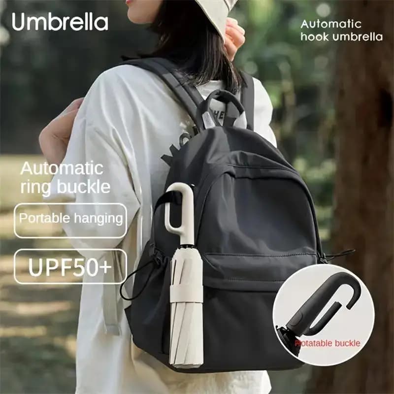 Ring-Schnallen-Design-Regenschirm, 10-Rippen-Vollautomatischer Regenschirm für Männer, zusammenklappbar, extra großer, verdickender Sonnenschirm
