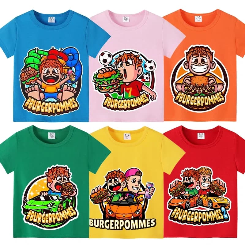 Burgerpommes Icrimax Kinder T-shirt Kinder Kleidung Jungen Mädchen Cartoon Anime Grafik Druck Kleidung Mode Nette Casual Tops Geschenk