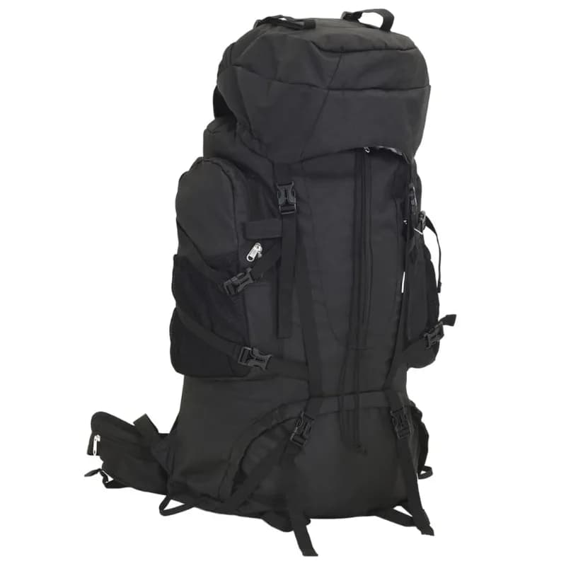 Schwarzer 80-Liter-Wanderrucksack aus Oxford-Gewebe. Outdoor-Rucksäcke eignen sich zum Klettern, Wandern und Reisen.