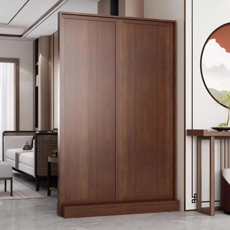 Neue doppelseitige Trennwand im chinesischen Stil, Eingangsschrank im Wohnzimmer, integrierter Schuhschrank, einfaches und modernes Holz