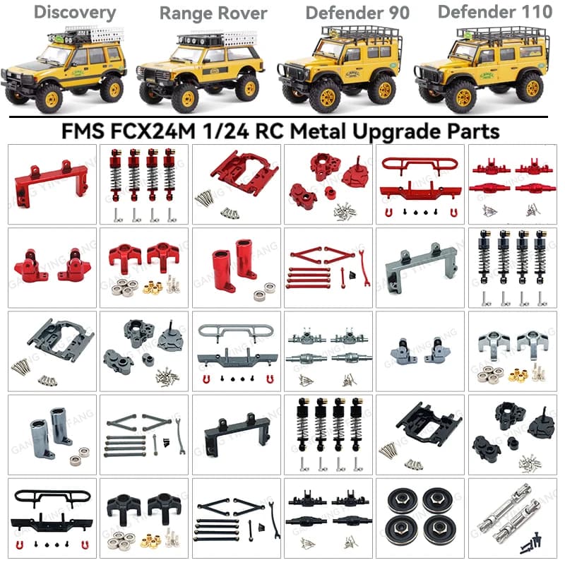 FMS Neu 1/24 Fcx24m Land Rover Professional Series RC Off-Road 90/110 Stoßdämpfer Frontstoßstange Antriebswelle Metall-Upgrade-Teile