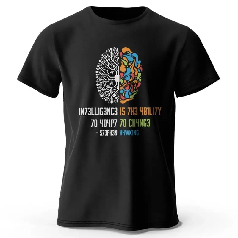 Lustiges T-Shirt mit Aufdruck „Brain Power“ aus 100 % Baumwolle, weich und atmungsaktiv, lässige Oberteile, Rundhalsausschnitt, kurze Ärmel,