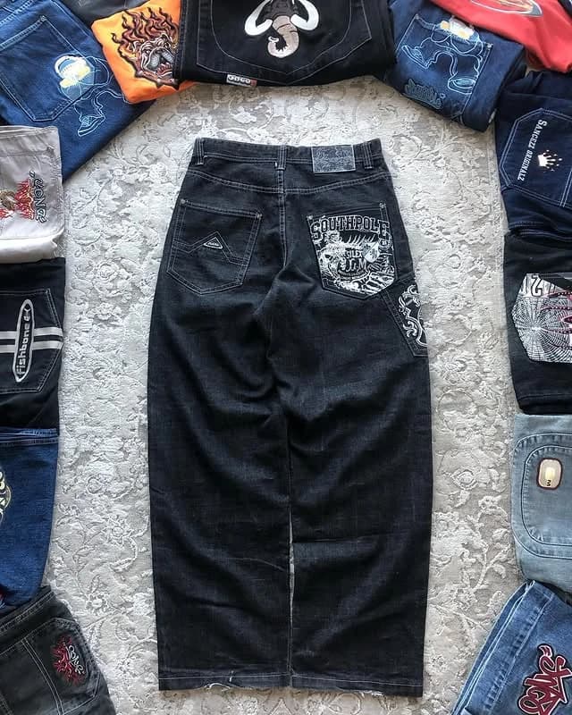 Southpole Baggy Jeans Herren Hip-Hop Mehrere Taschen Overalls Retro Stickerei Harajuku Street Wear Übergroße bedruckte Denim-Hosen