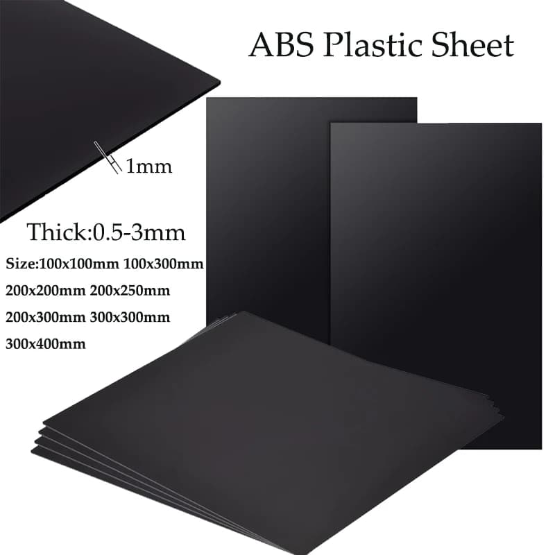 1–5 Stück schwarze ABS-Kunststoffplatte, Modellblatt, DIY-Modellmaterial, Materialteile, Dicke 0,5 mm/1 mm/1,5 mm/2 mm/3 mm/4 mm/5 mm
