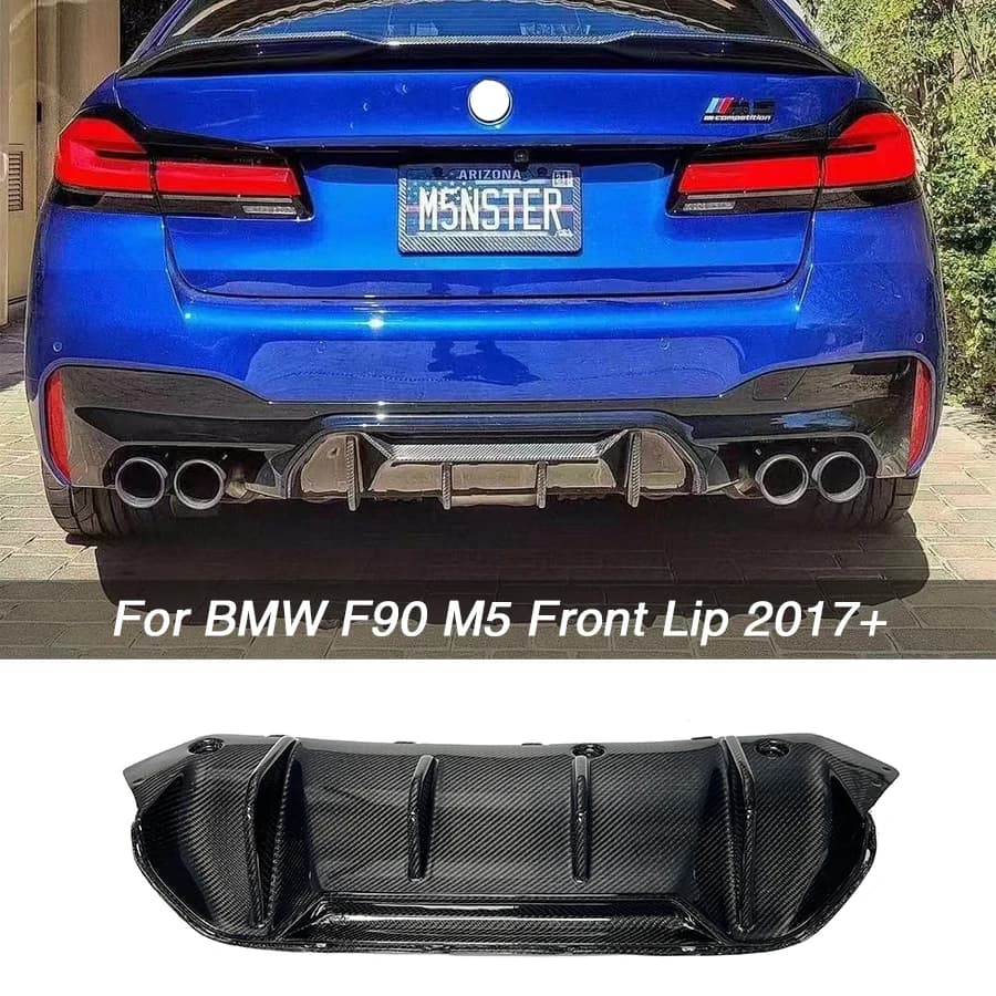 Echter Carbonfaser-Heckdiffusor für BMW F90 M5 Competition 2017-2023 Heckstoßstangenlippe Spoiler Splitter Bodykit