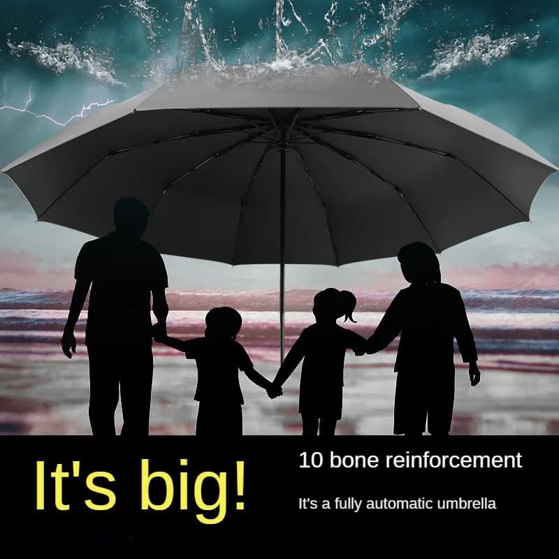 2-3 Herren-Regenschirm zur Windbeständigkeit, große Größe, großer 130 cm Durchmesser, sonniger Regenschirm, zusammenklappbarer vollautomatischer