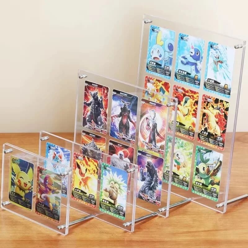 Hoher transparenter magnetischer Anime-Kartenständer aus Acryl mit Sockel, geeignet für Anime-Karten, Sternkarten, Spielkarten, Display, Geschenk