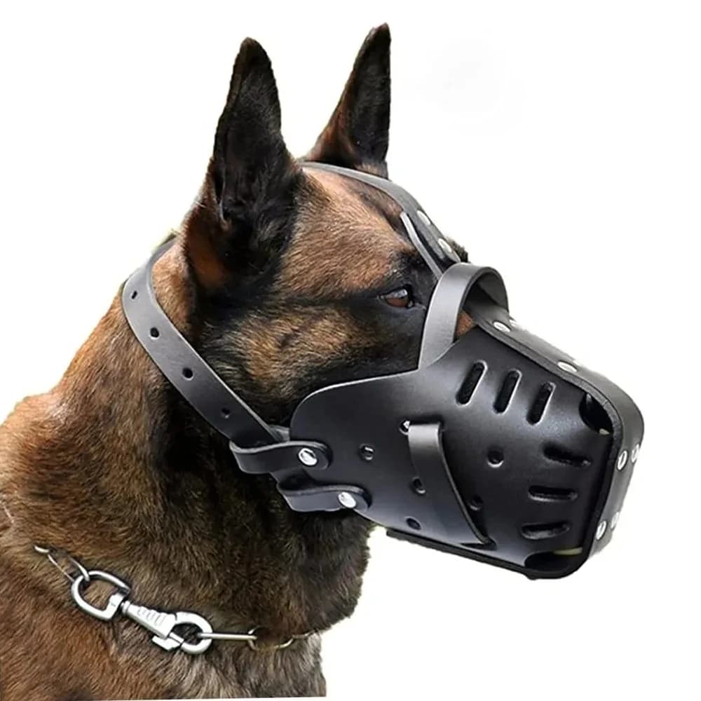 Hundekorb aus echtem Leder, Maulkorb für Hunde, Trainingsmasken, Anti-Biss-Haustier-Mundkäfig für kleine/große Hunde, Pitbull, Labrador, Deutscher