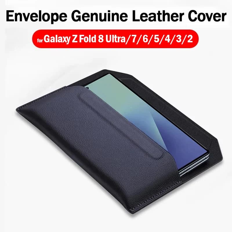 Für Samsung Galaxy Z Fold 8 Ultra Fold 7 6 5 4 3 2 Hülle Rindsleder-Sleeve Faltbare Echtleder-Brieftasche Schutztasche Capa