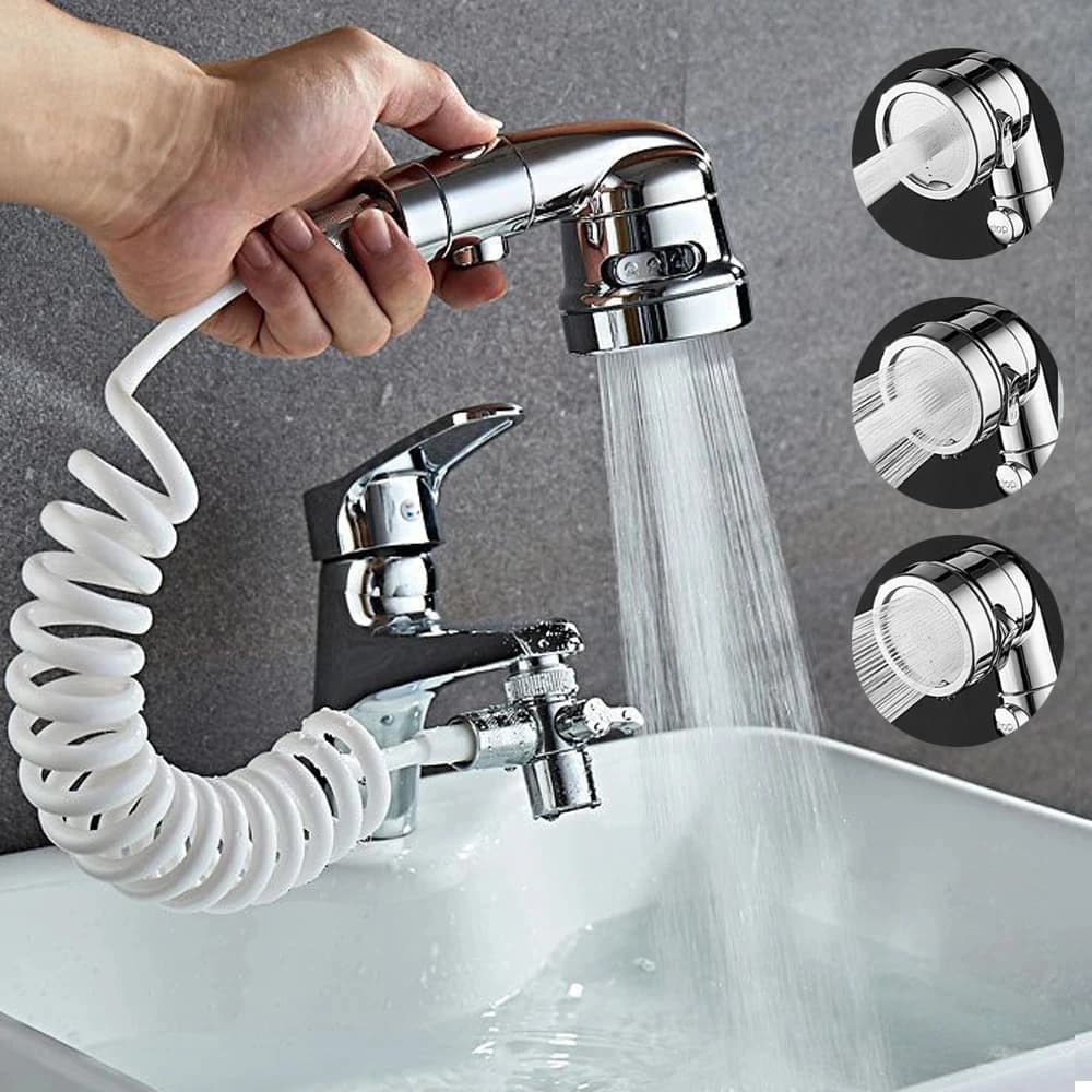 Neue Wasserhahn Extender externe Duschkopf Bad Wasserhahn Adapter Befestigung Waschbecken Wasserhahn externe Duschkopf Set