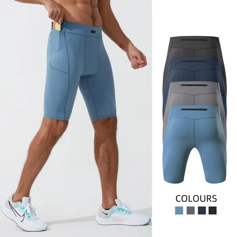 Kompressionsshorts für Herren, schnell trocknend, Bodybuilding-Strumpfhose, Shorts, Fitness-Leggings, elastische Taille, Sporthose, Fitnessstudio,